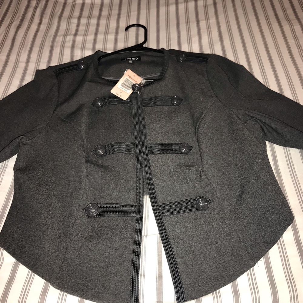 Torrid Charcoal Military Crop Jacket, size 10